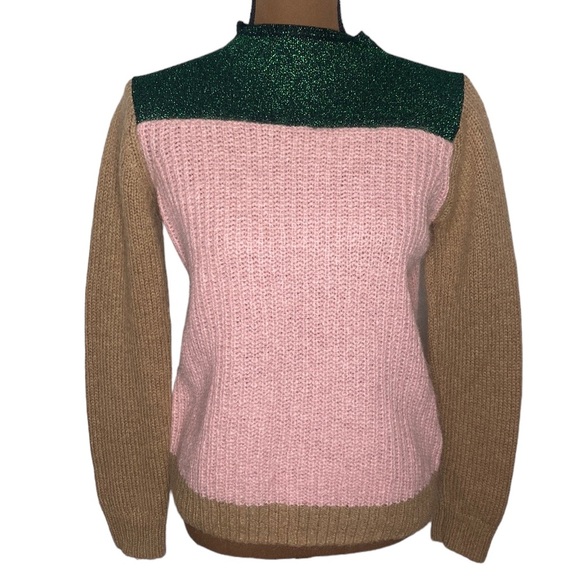Scotch & Soda OK Bye Selina mohair blend colorblock high neck fuzzy sweater XS - Picture 1 of 16